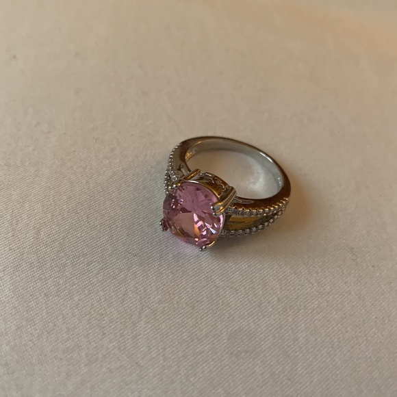STERLING SILVER PINK ZIRCONIUM RING - Picture 2 of 2